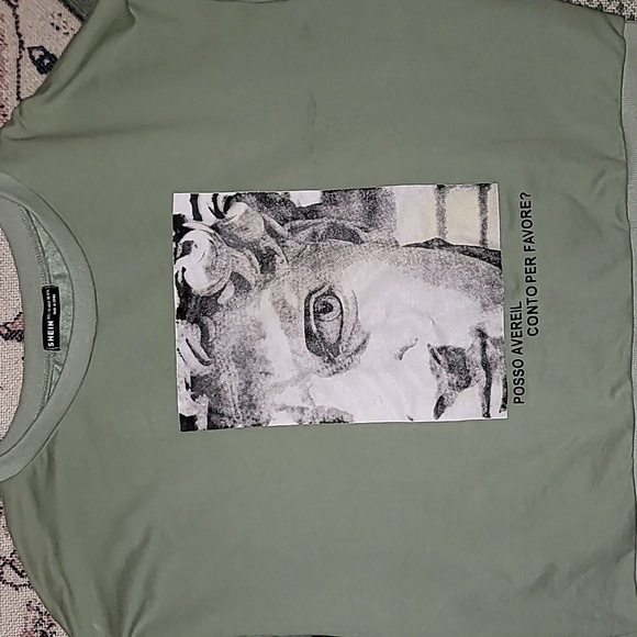 Shein Cropped sweater lightweight pullover Statue Man graphic long sleeve i4 - Picture 2 of 4